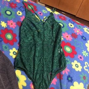 Green lace bodysuit